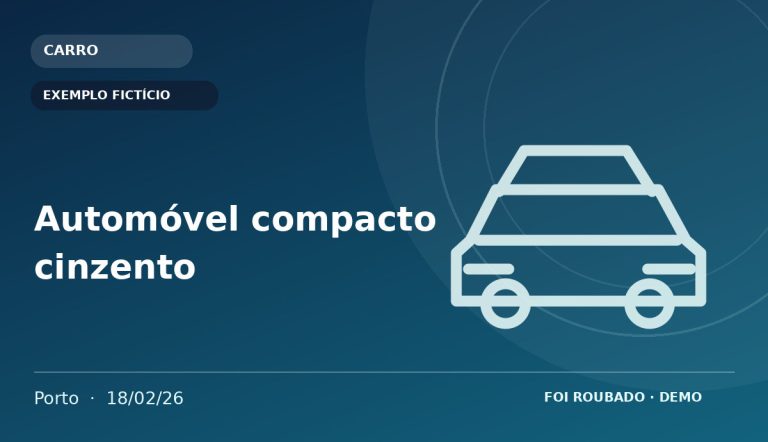 Imagem fornecida para o anúncio Automóvel compacto cinzento — EXEMPLO FICTÍCIO
