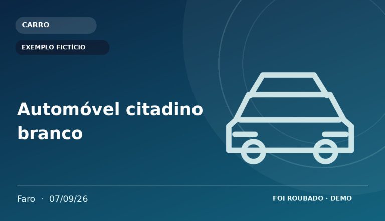 Imagem fornecida para o anúncio Automóvel citadino branco — EXEMPLO FICTÍCIO