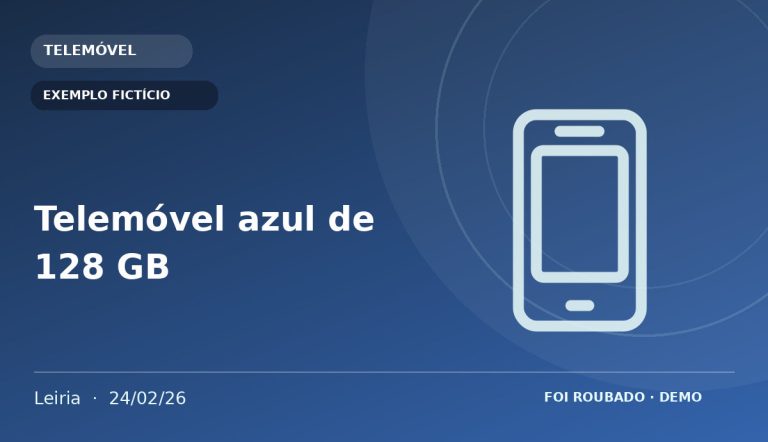 Imagem fornecida para o anúncio Telemóvel azul de 128 GB — EXEMPLO FICTÍCIO