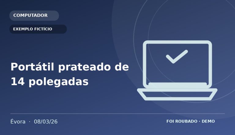 Imagem fornecida para o anúncio Portátil prateado de 14 polegadas — EXEMPLO FICTÍCIO