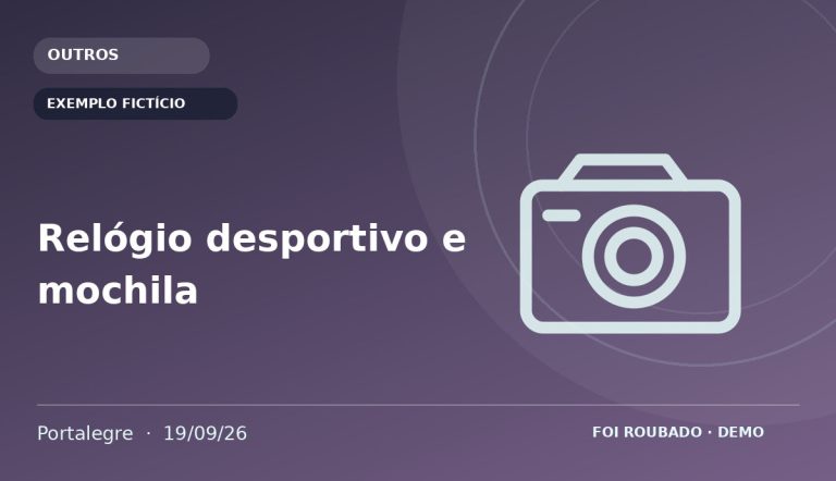 Imagem fornecida para o anúncio Relógio desportivo e mochila — EXEMPLO FICTÍCIO